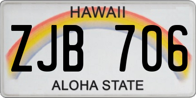 HI license plate ZJB706