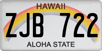 HI license plate ZJB722