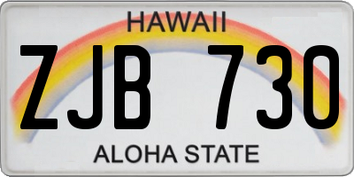 HI license plate ZJB730