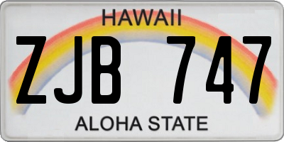 HI license plate ZJB747