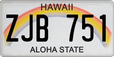 HI license plate ZJB751
