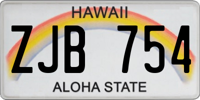 HI license plate ZJB754