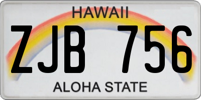 HI license plate ZJB756