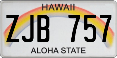 HI license plate ZJB757
