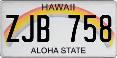 HI license plate ZJB758