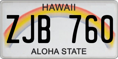 HI license plate ZJB760