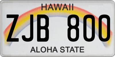 HI license plate ZJB800