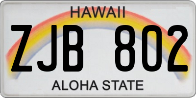 HI license plate ZJB802