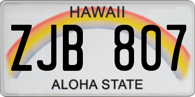 HI license plate ZJB807