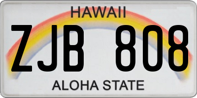 HI license plate ZJB808