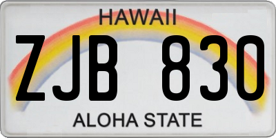 HI license plate ZJB830