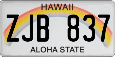 HI license plate ZJB837