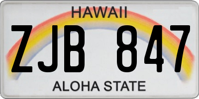 HI license plate ZJB847