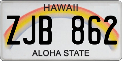 HI license plate ZJB862