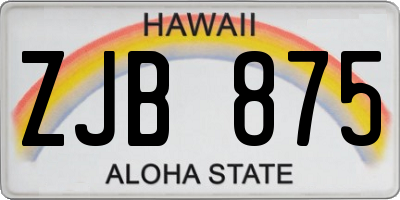 HI license plate ZJB875