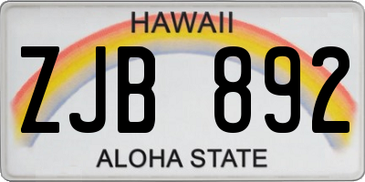 HI license plate ZJB892