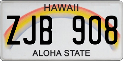 HI license plate ZJB908