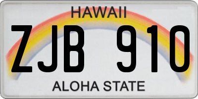HI license plate ZJB910