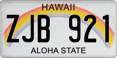 HI license plate ZJB921