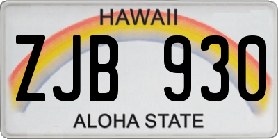 HI license plate ZJB930