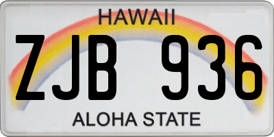 HI license plate ZJB936