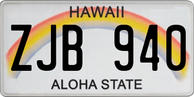 HI license plate ZJB940