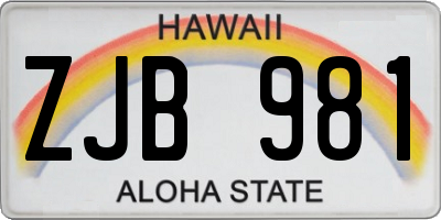 HI license plate ZJB981