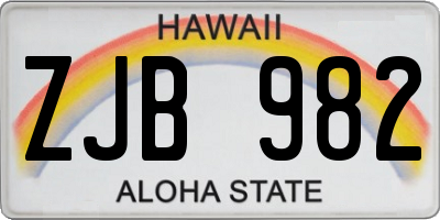 HI license plate ZJB982