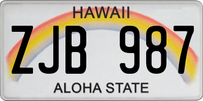 HI license plate ZJB987
