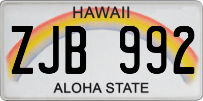 HI license plate ZJB992