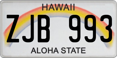 HI license plate ZJB993
