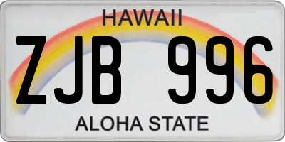 HI license plate ZJB996