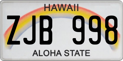 HI license plate ZJB998