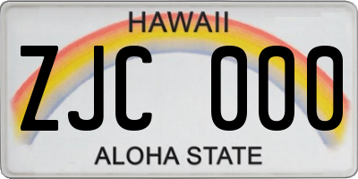 HI license plate ZJC000