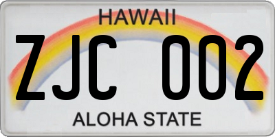 HI license plate ZJC002