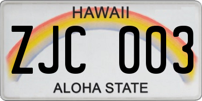 HI license plate ZJC003
