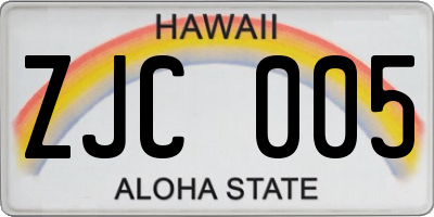 HI license plate ZJC005