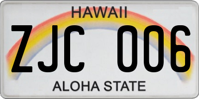 HI license plate ZJC006