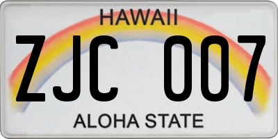 HI license plate ZJC007