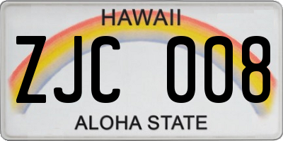 HI license plate ZJC008