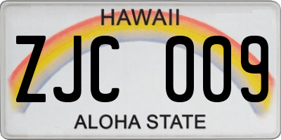 HI license plate ZJC009