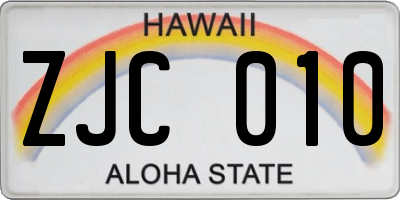 HI license plate ZJC010