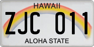 HI license plate ZJC011