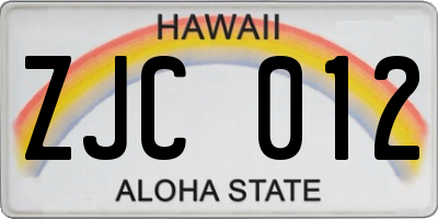 HI license plate ZJC012