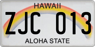 HI license plate ZJC013