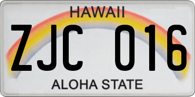 HI license plate ZJC016