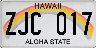 HI license plate ZJC017