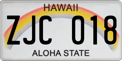 HI license plate ZJC018