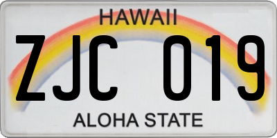 HI license plate ZJC019