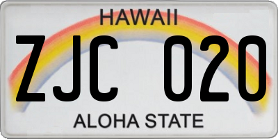 HI license plate ZJC020